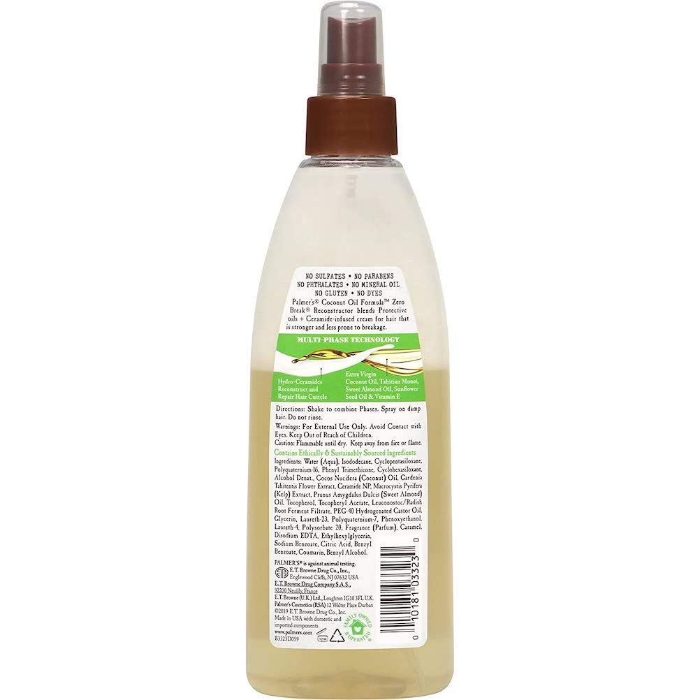 Palmer's - Aceite de coco Zero Break Reconstructor para el cabello